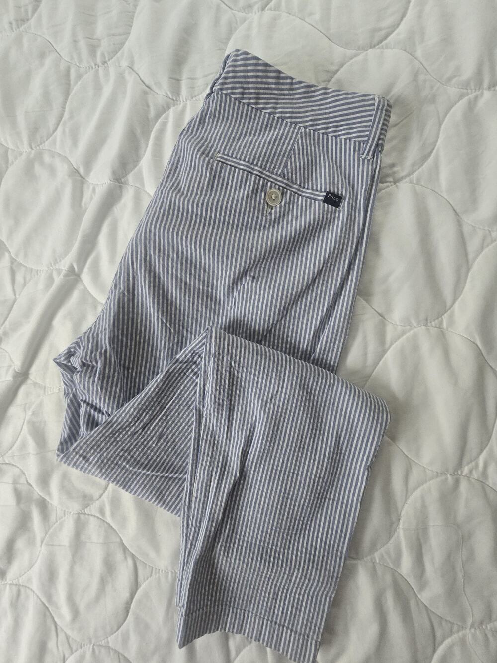 Polo Ralph Lauren Blue White Striped Seersucker Pants 6 Preppy Vacation slim RL